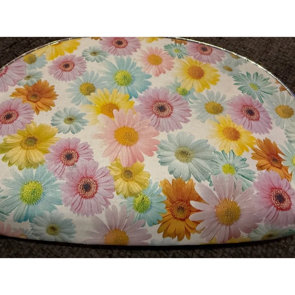Nesting Cosmetic Bags Floral Daisy Pattern Set of 4 Pink Yellow Blue